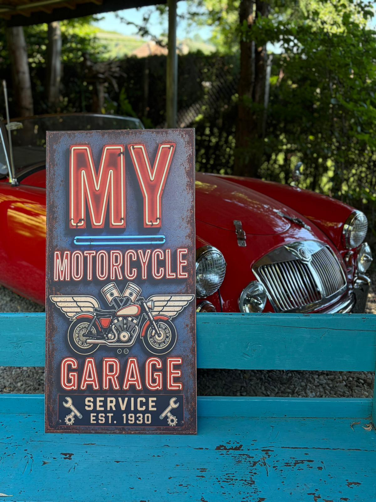 Tablou metalic vintage My Motorcycle Garage - imagine 2