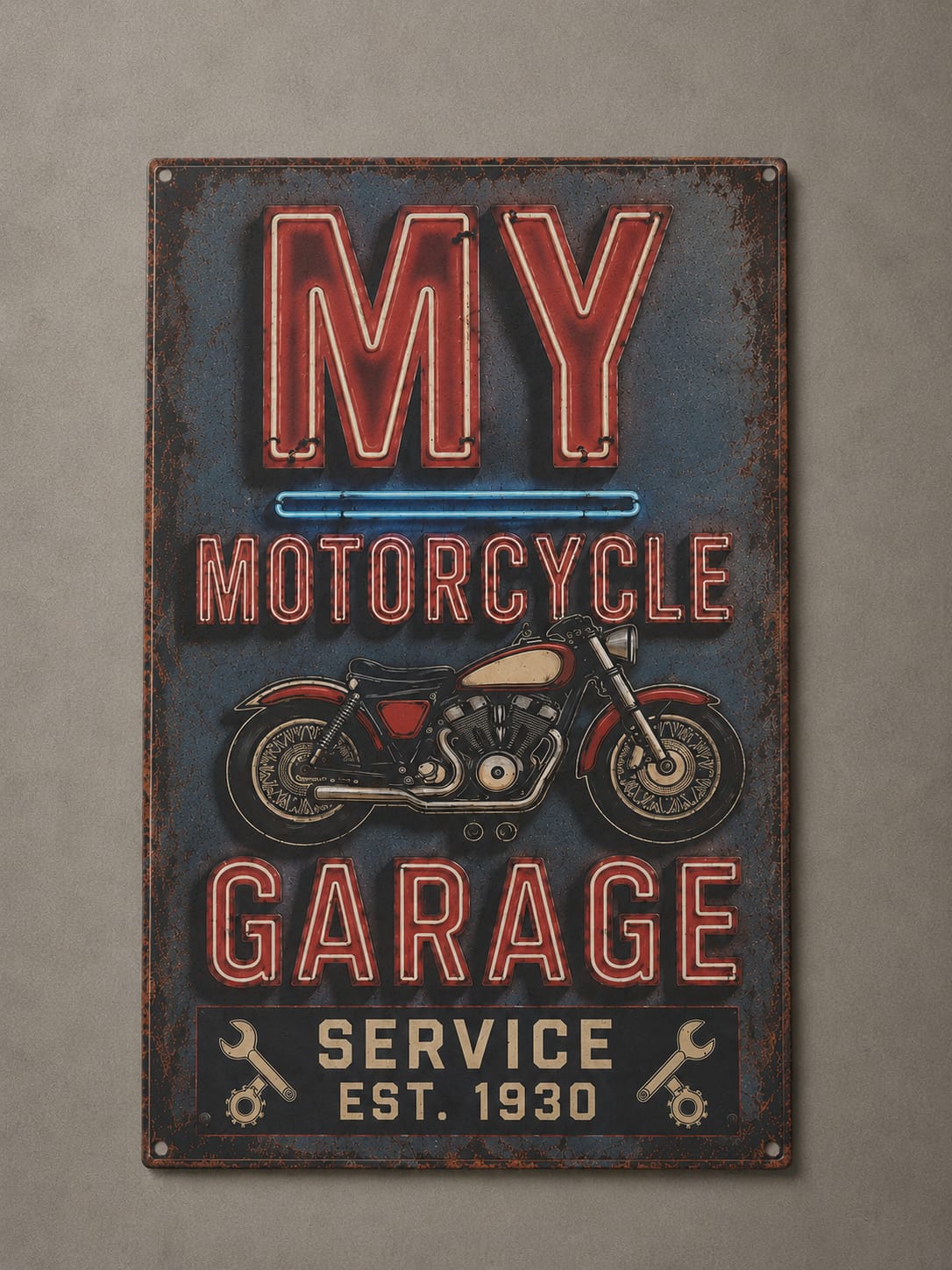 Tablou metalic vintage My Motorcycle Garage